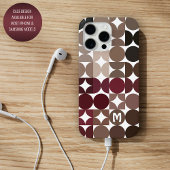 Custom Maroon Rood Beige Tan Bruin Retro Patroon iPhone Hoesje