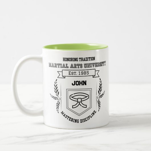 Custom Martial Arts University - Grappig Tweekleurige Koffiemok (Links)