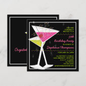 CUSTOM Martini Cocktail Birthday Party Invitation Kaart (Voorkant / Achterkant)
