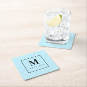 Custom Marvelous Monogram Lichtblauw Kartonnen Onderzetters (Insitu)