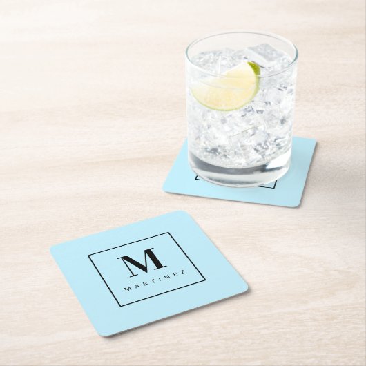 Custom Marvelous Monogram Lichtblauw Kartonnen Onderzetters (Insitu)