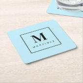 Custom Marvelous Monogram Lichtblauw Kartonnen Onderzetters (Schuin)