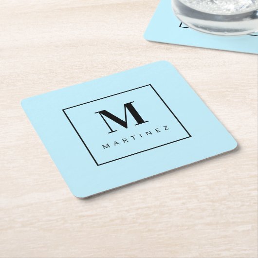 Custom Marvelous Monogram Lichtblauw Kartonnen Onderzetters (Schuin)