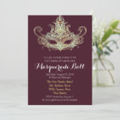 Custom Masquerade Ball-uitnodigingen - Wine-kleur Kaart (Staand voorkant)
