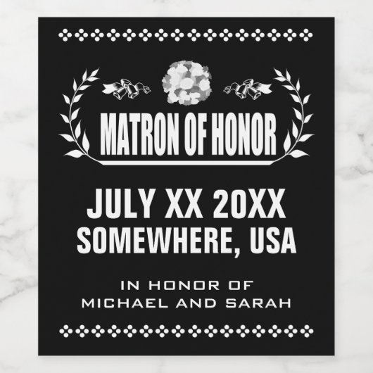Custom Matron of Honor Wijn Etiket (Enkel label)