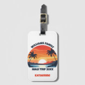 Custom Maui Trip Cool Sunrise Palmbomen Bagagelabel (Voorkant (verticaal))