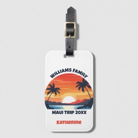 Custom Maui Trip Cool Sunrise Palmbomen Bagagelabel (Voorkant (verticaal))