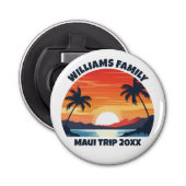 Custom Maui Trip Cool Sunrise Palmbomen Button Flesopener (Voorkant)