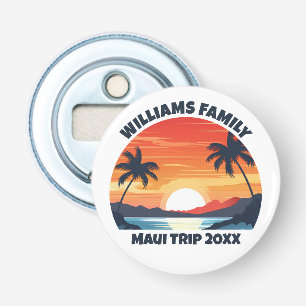 Custom Maui Trip Cool Sunrise Palmbomen Button Flesopener