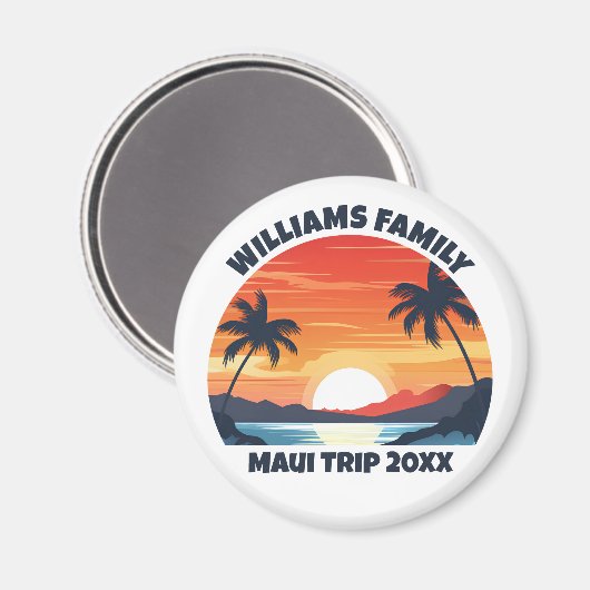 Custom Maui Trip Cool Sunrise Palmbomen Magneet (Voorkant / Achterkant)