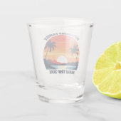 Custom Maui Trip Cool Sunrise Palmbomen Shot Glas (Achterkant)