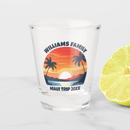 Custom Maui Trip Cool Sunrise Palmbomen Shot Glas (Voorkant)