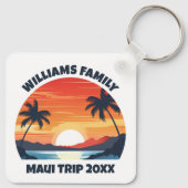 Custom Maui Trip Cool Sunrise Palmbomen Sleutelhanger (Achterkant)