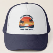 Custom Maui Trip Cool Sunrise Palmbomen Trucker Pet (Voorkant)