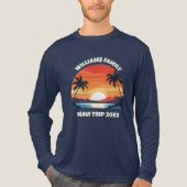 Custom Maui Trip Sunrise Palm Trees Long Sleeve Tri-Blend Shirt (Voorkant volledig)