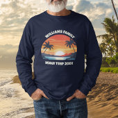 Custom Maui Trip Sunrise Palm Trees Long Sleeve Tri-Blend Shirt