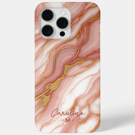 Custom Mauve Blush Pink Gold Marble Art Pattern Case-Mate iPhone Case (Achterkant)
