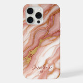 Custom Mauve Blush Roze Rood Goud Marmer Patroon iPhone Hoesje (Achterkant)