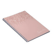 Custom Mauve Blush Roze Stoffig Roos Gouden Glitte Notitieboek (Rechterzijde)