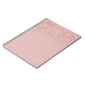 Custom Mauve Blush Roze Stoffig Roos Gouden Glitte Notitieboek (Linkerzijde)