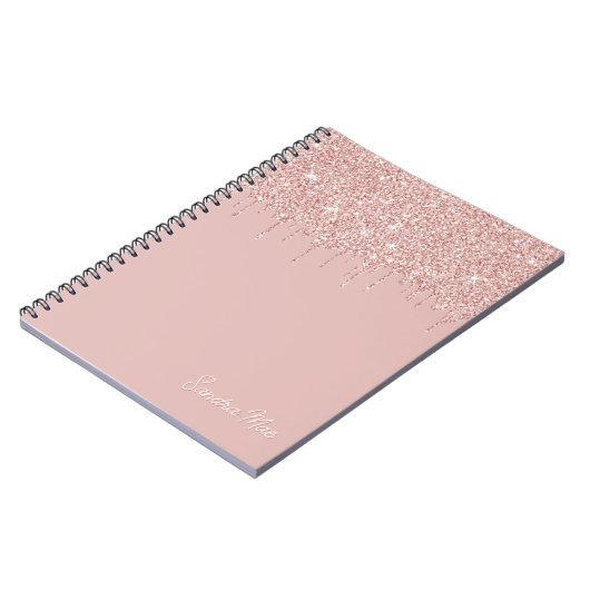 Custom Mauve Blush Roze Stoffig Roos Gouden Glitte Notitieboek (Linkerzijde)