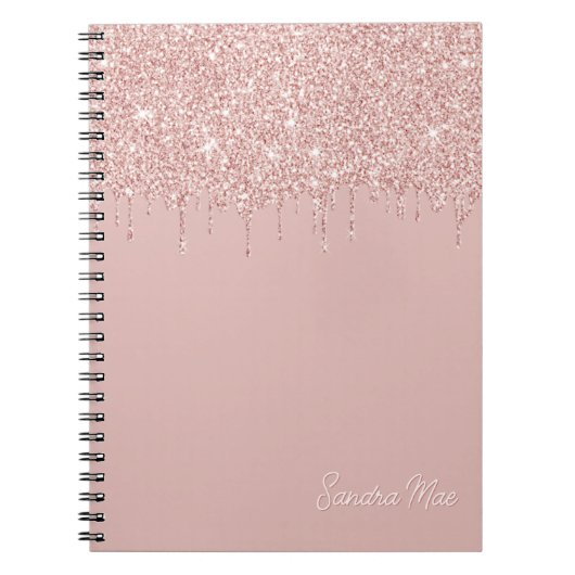 Custom Mauve Blush Roze Stoffig Roos Gouden Glitte Notitieboek (Voorkant)