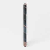 Custom Mauve Roos Goud Donkerblauw Marmeren Patroo iPhone Hoesje (Rechterkant)