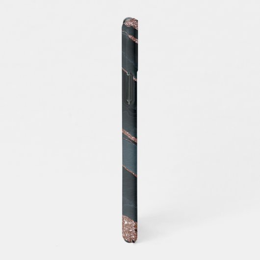 Custom Mauve Roos Goud Donkerblauw Marmeren Patroo iPhone Hoesje (Rechterkant)