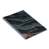 Custom Mauve Roos Goud Donkerblauw Marmeren Patroo Notitieboek (Rechterzijde)