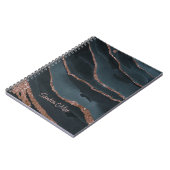 Custom Mauve Roos Goud Donkerblauw Marmeren Patroo Notitieboek (Linkerzijde)