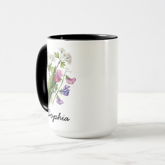 Custom May Birth Flower - Personalized Name Mok (Voorkant links)