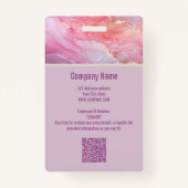 Custom Medewerker Foto QR Code Paarse Modern Marme Badge (Achterkant)