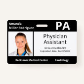 Custom Medewerker Foto Zwart Ziekenhuis ID Badge (Voorkant)