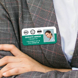 Custom Medewerker Fotobedrijf Logo Magnetic Green Naamplaatje