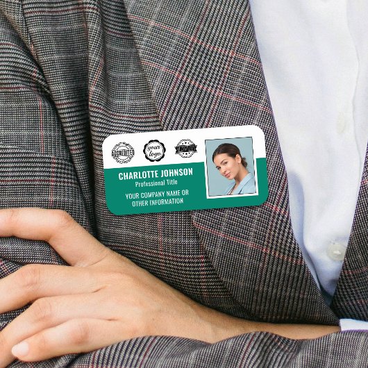 Custom Medewerker Fotobedrijf Logo Magnetic Green Naamplaatje