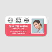 Custom Medewerker Fotobedrijf Logo Magnetic Red Naamplaatje (Voorkant)