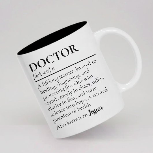 Custom Medical Professional Gift Doctor Definition Tweekleurige Koffiemok