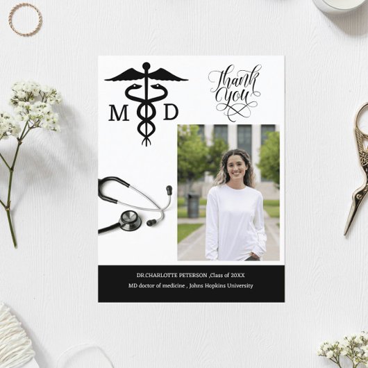 Custom Medische School Afstudeerfeest Dank u Briefkaart