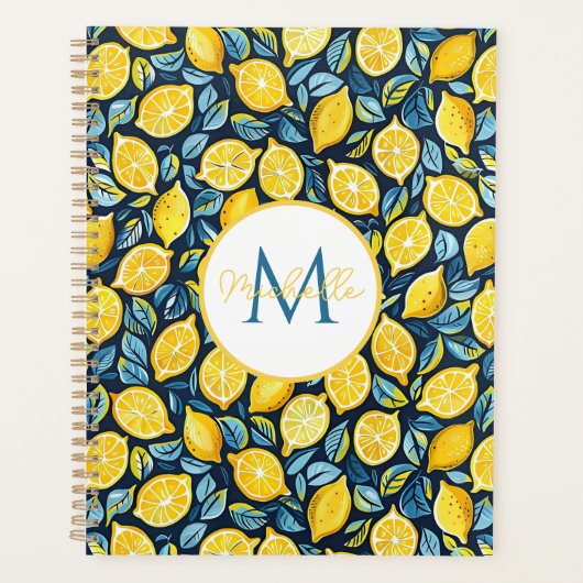 Custom Mediterranean Lemon Pattern Planner (Voorkant)