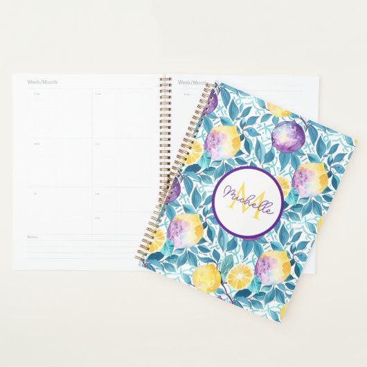 Custom Mediterranean Lemon Pattern Planner (Display)