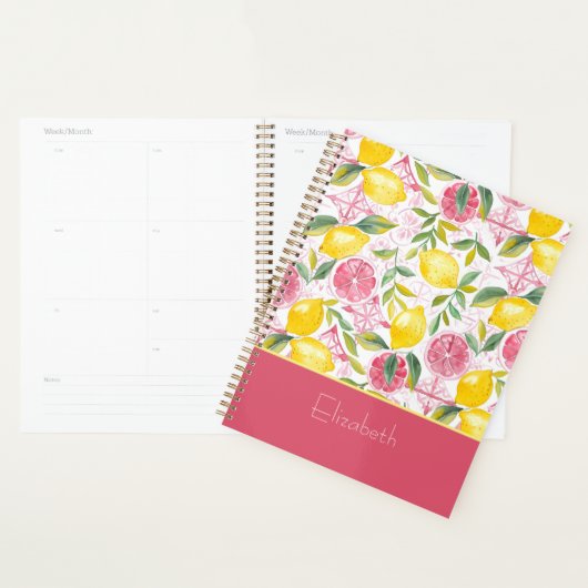 Custom Mediterranean Lemon Pattern Planner (Display)