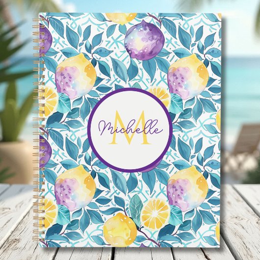 Custom Mediterranean Lemon Pattern Planner
