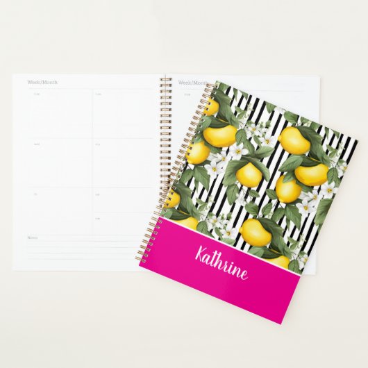 Custom Mediterranean Lemon Pattern Planner (Display)