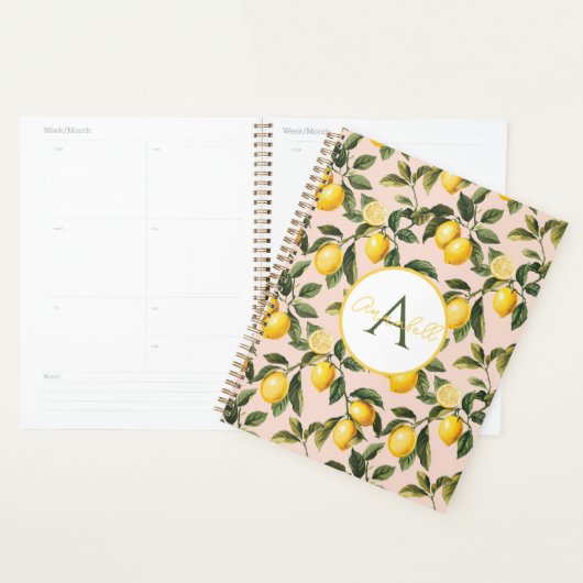 Custom Mediterranean Lemon Pattern Planner (Display)
