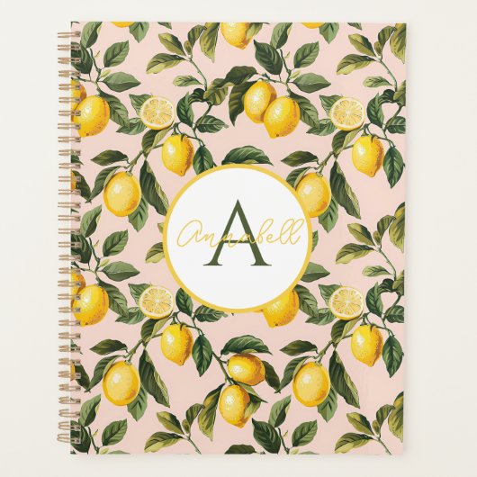 Custom Mediterranean Lemon Pattern Planner (Voorkant)