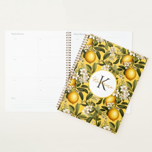Custom Mediterranean Lemon Pattern Planner (Display)