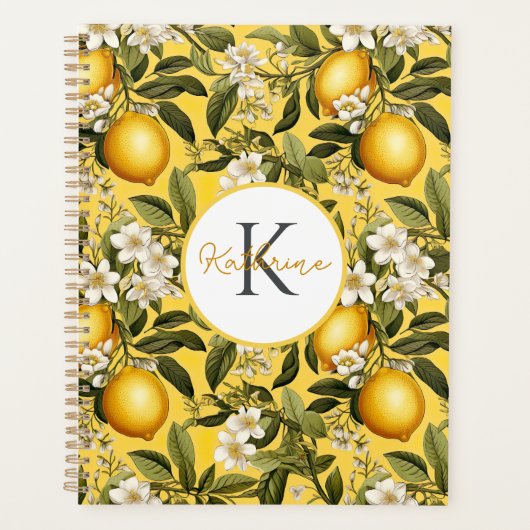 Custom Mediterranean Lemon Pattern Planner (Voorkant)