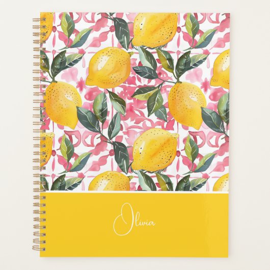 Custom Mediterranean Lemon Pattern Planner (Voorkant)