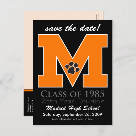 ::custom:::_melissa Class Reunion Save-the-Date v3 Aankondigingskaart (Voorkant / Achterkant)