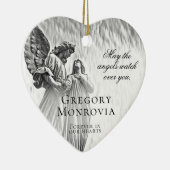 Custom Memorial Angel in Black and White Keramisch Ornament (Rechts)